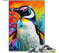 Puzzles 1000 pièces pour Adultes Art coloré Pingouin 1000 pièces Puzzle Art Décor Intelligence Jouet pour Jeux d'intérieur en Famille Taille: 38x26cm