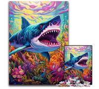 Puzzles 1000 pièces pour Adultes, Art coloré, Requin, Puzzles impossibles pour Adultes, décoration d'intérieur à Faire soi-même, Jeu de réflexion, 50x75cm / 19,68x29,52 Pouces