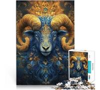 Puzzles 1000 pièces pour Adultes “Art de la tête de Mouton” Fait de Bois，pour Les 14 Ans et Plus Vacances à la Maison : Tuer Le Temps Jeux Jouets Cadeaux。Taille：50x75cm/19.6x29.5pouce