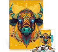 Puzzles 1000 pièces pour Adultes Art de la tête de Taureau Entraînez Votre Cerveau et Vos Mains Décoration Parfaite 52x38cm