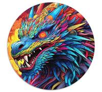 Puzzles 1000 pièces pour Adultes Art Dragons Volants Puzzle Rond en Carton Activité éducative pour Les compétences cognitives Amélioration des compétences cognitives (67,5 x 67,5 cm)
