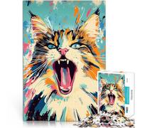 Puzzles 1000 pièces pour Adultes Art du Chat Qui hurle Jouets de Divertissement Familial est idéal comme Cadeau pour Toute la Famille 50x70cm