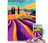 Puzzles 1000 pièces pour Adultes Art du manoir des Champs de Lavande toscans Jeu intellectuel décoration Murale 75x50cm