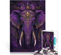 Puzzles 1000 pièces pour Adultes Art du Roi éléphant Fait de Bois pour Les 14 Ans et Plus Jeu Familial pour et Une œuvre d'art。Taille:50x75cm/19.68x29.52pouce