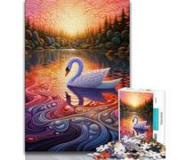 Puzzles 1000 pièces pour Adultes Art psychédélique Cygne 1000 pièces pour Adultes, Design Dynamique et Unique Expérience de Puzzle relaxante et stimulante (Taille 38x26cm)
