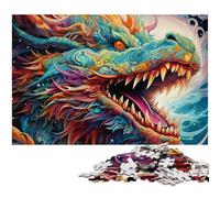 Puzzles 1000 pièces pour Adultes, Art psychédélique, Dragon, Puzzles en Bois, Jeu de défi cérébral pour Adolescents et Interaction familiale, 50x75cm / 19,68x29,52 Pouces