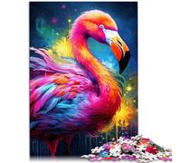 Puzzles 1000 pièces pour Adultes Art Psychédélique Flamingo Cartoon Jigsaw Puzzle 26x38cm est idéal comme Cadeau pour Toute la Famille