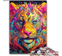 Puzzles 1000 pièces pour Adultes,Art psychédélique,Tigre,Puzzles pour Adultes,1000 pièces,Un Casse-tête Stimulant pour Les Adolescents,Parfait pour la décoration intérieure ou comme Cadeau (26x38cm)