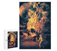 Puzzles 1000 pièces pour adultes Astronaute Faces Fiery Skull on Alien Planète Jouet Décoration murale, mais drôle et humoristique, Cadeaux d'anniversaire uniques 1000 pièces