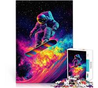 Puzzles 1000 pièces pour Adultes Astronaute Faisant du Snowboard Jouets à Faire soi-même Liste de souhaits avec Le Père Noël 52x38cm