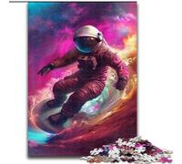 Puzzles 1000 pièces pour Adultes Astronaute Surf dans l'espace, Anti-Stress, défi Difficile, Cadeaux du Père Noël Secret pour Les 14 Ans et Plus (Taille 50x75cm)