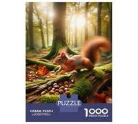 Puzzles 1000 Pièces pour Adultes Autumn Squirrel with Acorns Puzzle Adulte, Jeu Manuel, Décoration Murale, Cadeaux pour Amis Et Famille 38x26cm/1000pcs