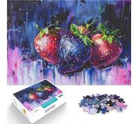 Puzzles 1000 pièces pour Adultes Baies audacieuses - Fraises Violettes et Rouges Casse-tête pour Super Cadeau 52x38cm
