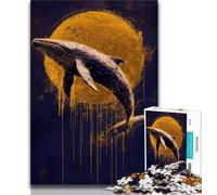 Puzzles 1000 pièces pour Adultes, Baleine dorée, pour Adolescents, Jeu éducatif, défi, Cadeau d'anniversaire, décoration Murale (Taille 75x50cm)