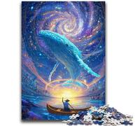 Puzzles 1000 pièces pour Adultes Baleine psychédélique Difficile et Stimulant avec Affiche et fiche de Questions correspondantes pour Les 14 Ans 26x38cm