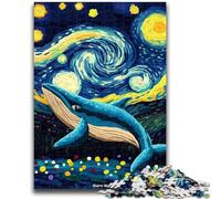 Puzzles 1000 pièces pour Adultes Baleines dans Le Ciel Nocturne Convient aux 14 Ans et Plus Jeu de Jouets intellectuels Jeu éducatif pour Anniversaire et Noël 26x38cm
