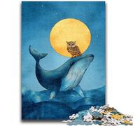 Puzzles 1000 pièces pour Adultes Baleines et hiboux Jeu Stimulant et Jeu Familial avec pièces entièrement emboîtables de Formes aléatoires 50x75cm