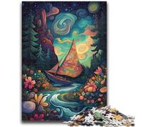 Puzzles 1000 pièces pour Adultes Bateau psychédélique Jeu éducatif Familial Idéal comme Cadeau pour Toute la Famille 14+ 50x75cm