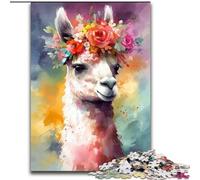 Puzzles 1000 pièces pour Adultes, bébé alpaga coloré en Bois, idéal comme Cadeau pour s'amuser en Famille. 50x75cm, idéal pour Les fêtes, Les Anniversaires et Les soirées Jeux en Famille.