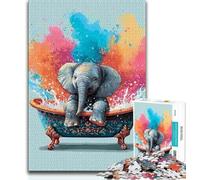 Puzzles 1000 pièces pour Adultes Bébé éléphant prenant Un Bain Puzzles pour Adultes Jeu Stimulant Cadeaux pour est idéal comme Cadeau pour Toute la Famille 38x26cm