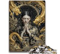 Puzzles 1000 pièces pour Adultes Belle Fille Dorée Jeu Stimulant et Jeu Familial avec des pièces entièrement emboîtables de Formes aléatoires 50x75cm