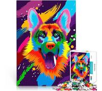Puzzles 1000 pièces pour Adultes Berger Allemand coloré Jeu Familial Anti-Stress Défi Difficile Bon Cadeau 52x38cm