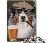 Puzzles 1000 pièces pour Adultes, Berger Australien fumant, Puzzles pour Adolescents, Parfait pour Les soirées Jeux, Jouet coloré pour la Maison (38x26cm)