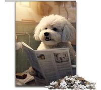 Puzzles 1000 pièces pour Adultes Bichon frisé lisant Un Journal. Puzzles stimulants pour Adolescents, soirées de Jeux en Famille (Taille 50x75cm).
