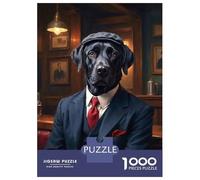 Puzzles 1000 Pièces pour Adultes Black Labrador Dog Wearing A Suit at The Pub Adolescents Puzzles Jeu Familial Défi Difficile Cadeaux Anti-Stress 52x38cm/1000pcs