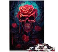 Puzzles 1000 pièces pour Adultes Blood Rose Skull Jeu Stimulant 26x38cm Offrez des Cadeaux à Toute la Famille pour Les Adolescents de 14 Ans et Plus