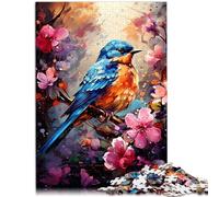 Puzzles 1000 pièces pour Adultes Bluebird et Fleurs Jeux Amusants 26x38cm Soulagement du Stress Staycation Tuer Le Temps pour Les Adolescents de 14 Ans et Plus