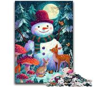Puzzles 1000 pièces pour Adultes Bonhomme de Neige Difficile à compléter mais Amusant et Humoristique avec Affiche Assortie et Feuille de Questions 26x38cm
