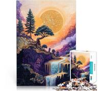 Puzzles 1000 pièces pour Adultes Bonsaï de Paysage en Cascade Violet doré Jeux éducatifs est idéal comme Cadeau pour Toute la Famille 38x26cm