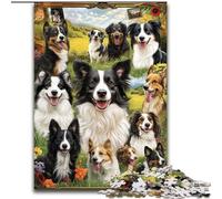 Puzzles 1000 pièces pour Adultes Border Collie Collage Puzzles en Carton pour Adultes Casse-tête Stimulant pour Adolescents, soirée de Jeux en Famille Amusante (Taille 26x38cm)