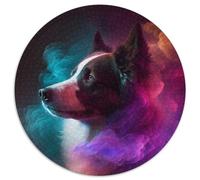 Puzzles 1000 pièces pour Adultes Border Collie Nebula Puzzles Ronds pour Jeu de réflexion 1000 pièces, Jeu Familial interactif, adapté aux 14 Ans et Plus 67,5 x 67,5 cm