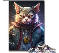 Puzzles 1000 pièces pour Adultes Boss Cat, en Bois, Cadeau de Noël, idéal pour Le Bureau, la Chambre, Le Salon, 1000 pièces(50x75cm)