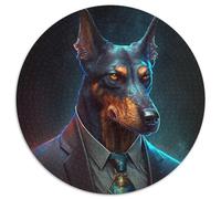 Puzzles 1000 pièces pour Adultes Boss Doberman, Puzzles Ronds en Carton pour Les Amoureux du Voyage et Les Couples, Jouet Stimulant (Taille 67,5 x 67,5 cm)