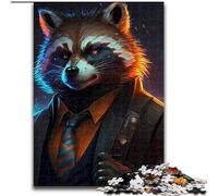 Puzzles 1000 pièces pour Adultes Boss Raccoon, Casse-tête Stimulant pour Adolescents, soirée de Jeux en Famille (Taille 26x38cm)