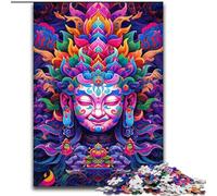 Puzzles 1000 pièces pour Adultes Bouddha d'art coloré en Bois, Parfait pour s'amuser en Famille pour Les Anniversaires, Noël 50x75cm Activité de Jeu familiale engageante