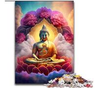 Puzzles 1000 pièces pour Adultes Bouddha en Bois, Cadeau de Noël, idéal pour Le Bureau, la Chambre, Le Salon, 1000 pièces(50x75cm)