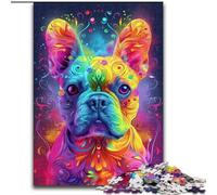 Puzzles 1000 pièces pour Adultes, Bouledogue français psychédélique, Jouet éducatif et décompressant, idéal comme Cadeau pour Toute la Famille (Taille 50x75cm)