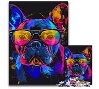 Puzzles 1000 pièces pour Adultes, Bouledogue français, Puzzles artistiques pour Adultes, décoration intérieure colorée et Jeu Familial interactif, 50x75cm/19,68x29,52 Pouces