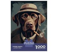 Puzzles 1000 Pièces pour Adultes Brown Labrador Gangster Casse-têtes pour Adultes, Jeu De Réflexion, Anti-Stress, Cadeaux d'anniversaire Et De Noël Uniques 70x50cm/1000pcs