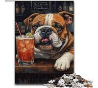 Puzzles 1000 pièces pour Adultes, Bulldog et bière, Jouet éducatif et décompressant, idéal comme Cadeau pour Toute la Famille (Taille 50x75cm)