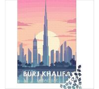 Puzzles 1000 pièces pour Adultes Burj Khalifa Tower Poster | Course de vitesse manuelle Interaction parentenfant Renforcer l'amour entre les couples 38x26cm