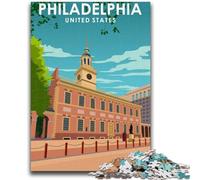 Puzzles 1000 pièces pour Adultes, Cadeaux, Affiche de Voyage de Philadelphie, Jeux éducatifs, décoration de la Maison, Jeu éducatif pour Anniversaire, Noël (Taille 38x26cm)