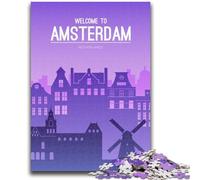 Puzzles 1000 pièces pour Adultes, Cadeaux Amsterdam Pays-Bas, Anti-Stress, séjour, Tuer Le Temps, liste de souhaits avec Le Père Noël (Taille 38x26cm)
