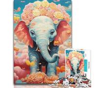 Puzzles 1000 pièces pour Adultes, Cadeaux, Animaux colorés, éléphant, Adolescent, pour Passer Le Temps à la Maison avec des pièces de Formes aléatoires entièrement emboîtables (Taille 75x50cm)
