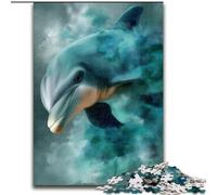 Puzzles 1000 pièces pour Adultes, Cadeaux Aquarelle Dauphin, Jouet éducatif et décompressant, Cadeau d'anniversaire, décoration Murale (Taille 26x38cm)