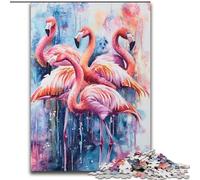 Puzzles 1000 pièces pour Adultes, Cadeaux Aquarelle Flamant Rose, Jouet éducatif et décompressant, Cadeau d'anniversaire, décoration Murale (Taille 26x38cm)